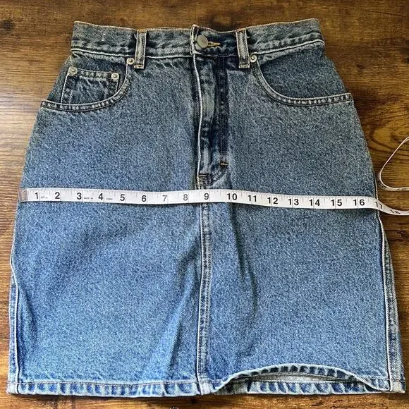 Vintage Jordache Cotton High Rise Lighter Wash Denim Skirt - Picture 6 of 10